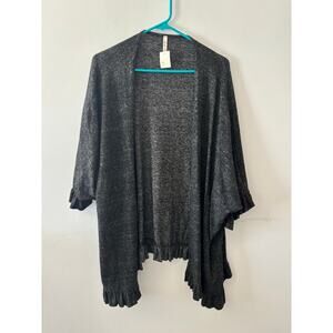 Red Lolly Womens Cardigan Sweater Size Small Heather Gray NWT Ruffles Open Front